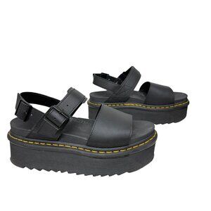 Dr. Martens Voss Quad Black Leather Platform Sandal Women's Size 9